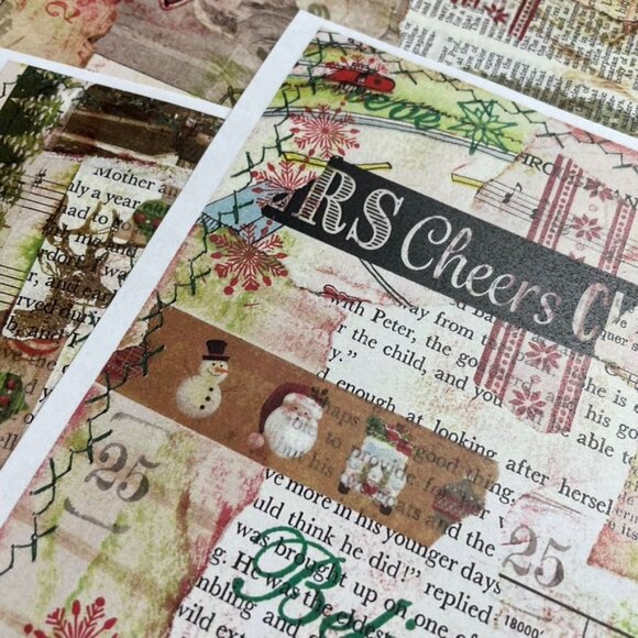 Christmas Junk Journal Ephemera Collage Prints 10 Pages Grunge Look mq - Picture 10 of 12